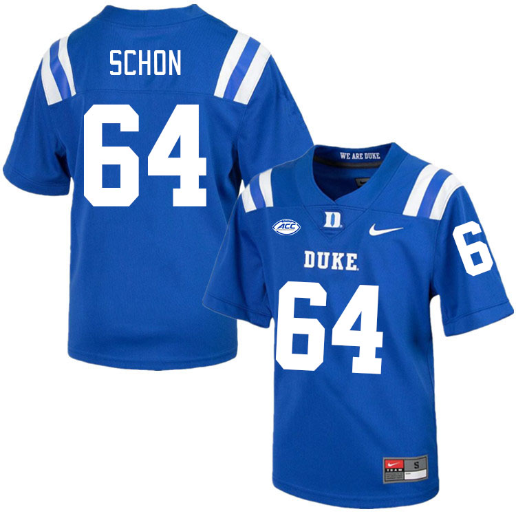 Men #64 Eric Schon Duke Blue Devils College Football Jerseys Stitched-Royal